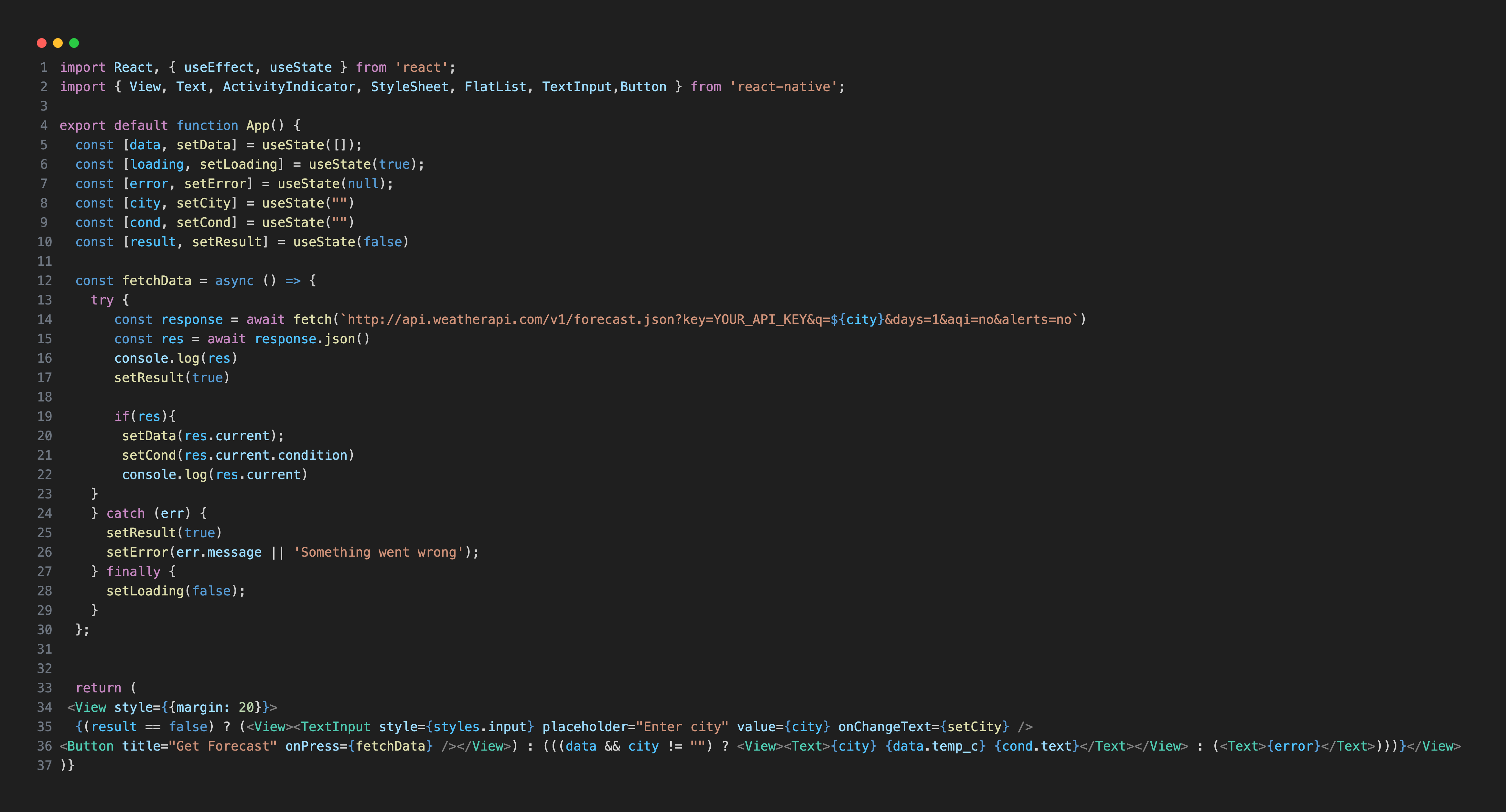 how to fetch data with authentication in Expo