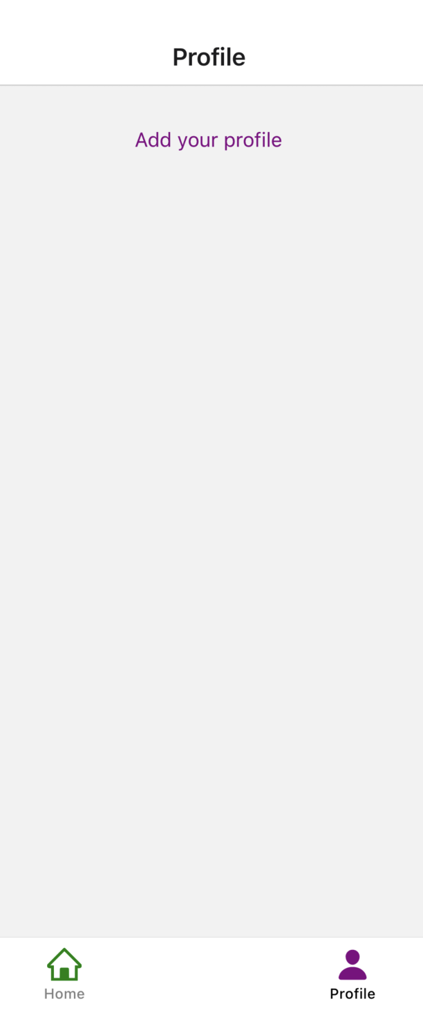 Profile Page with Ionicons person icon using react-navigation/bottom-tabs
