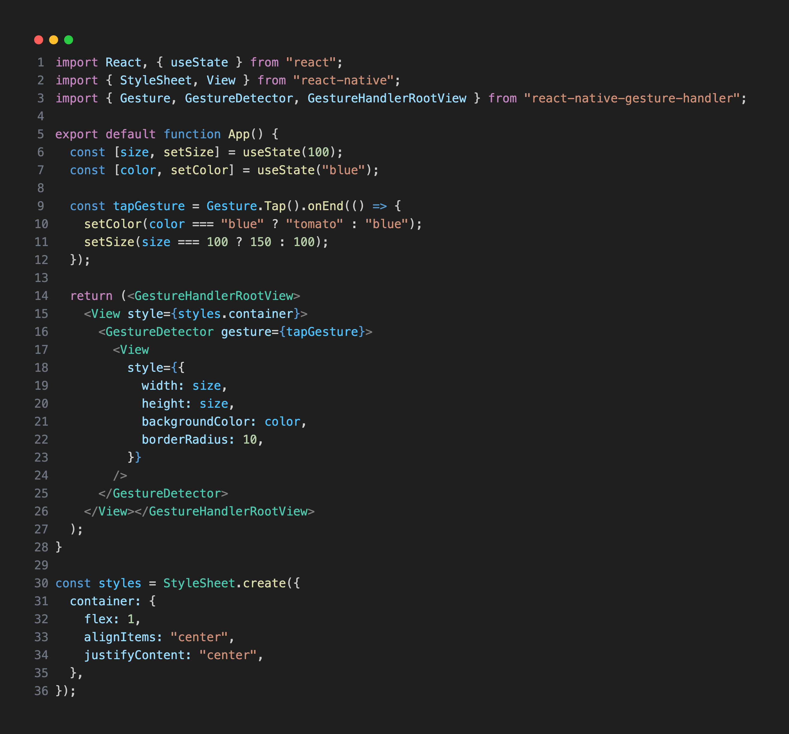 Example code wrapping app components with GestureHandlerRootView in React Native Gesture Handler