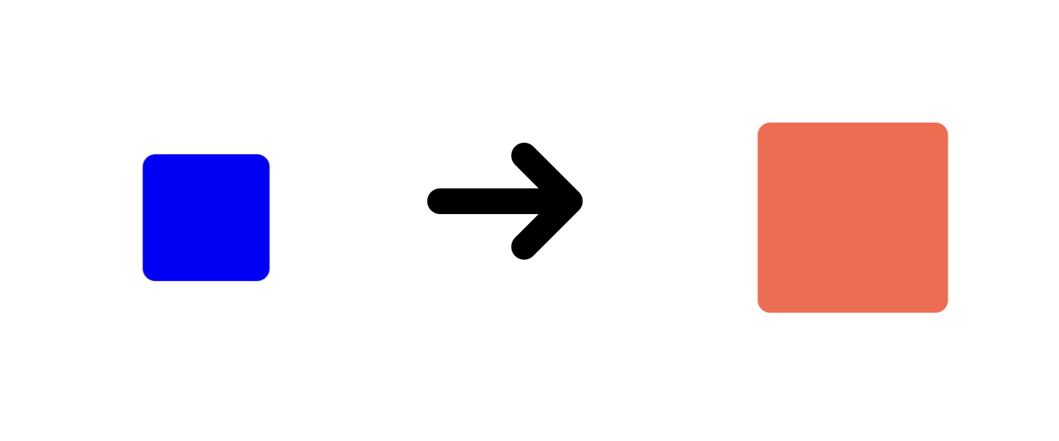 Small blue square transforming into a large tomato-colored square using GestureHandlerRootView