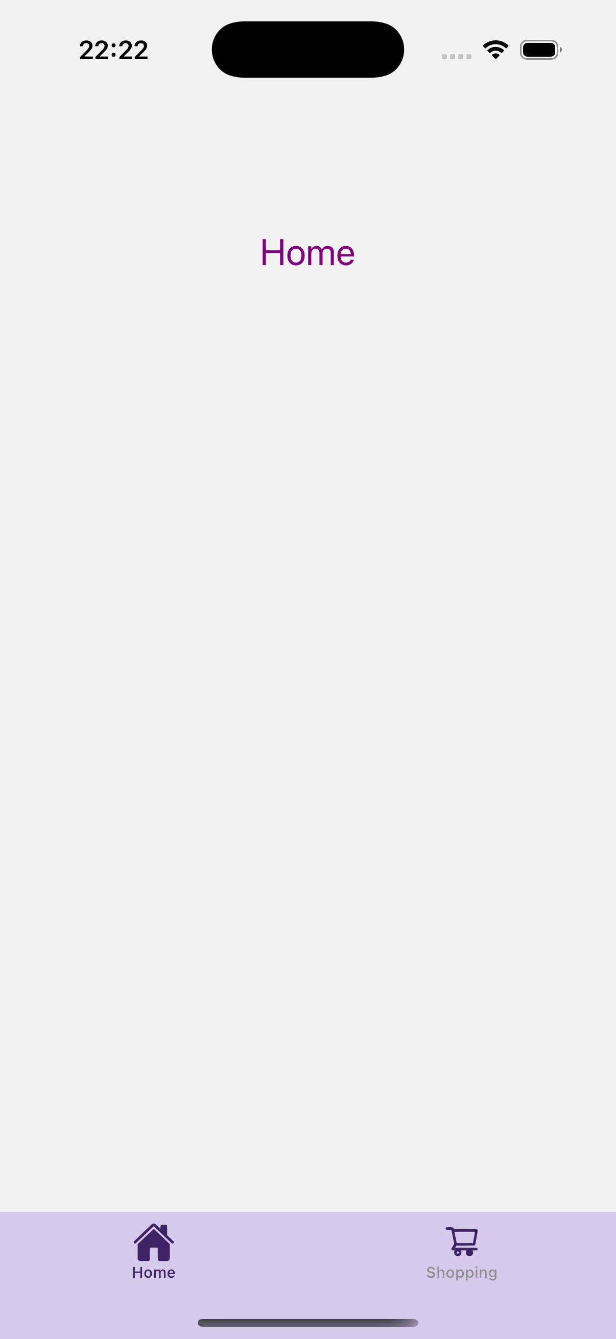 Home page displayed with bottom tab navigation