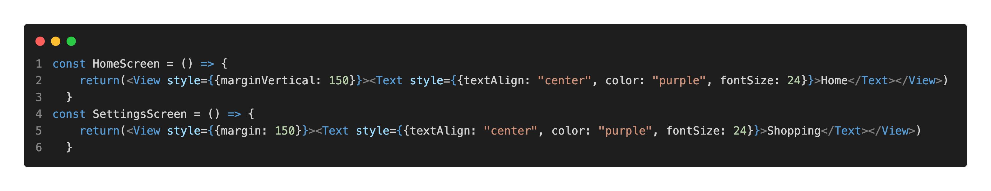 home and settings pages with react native navigation