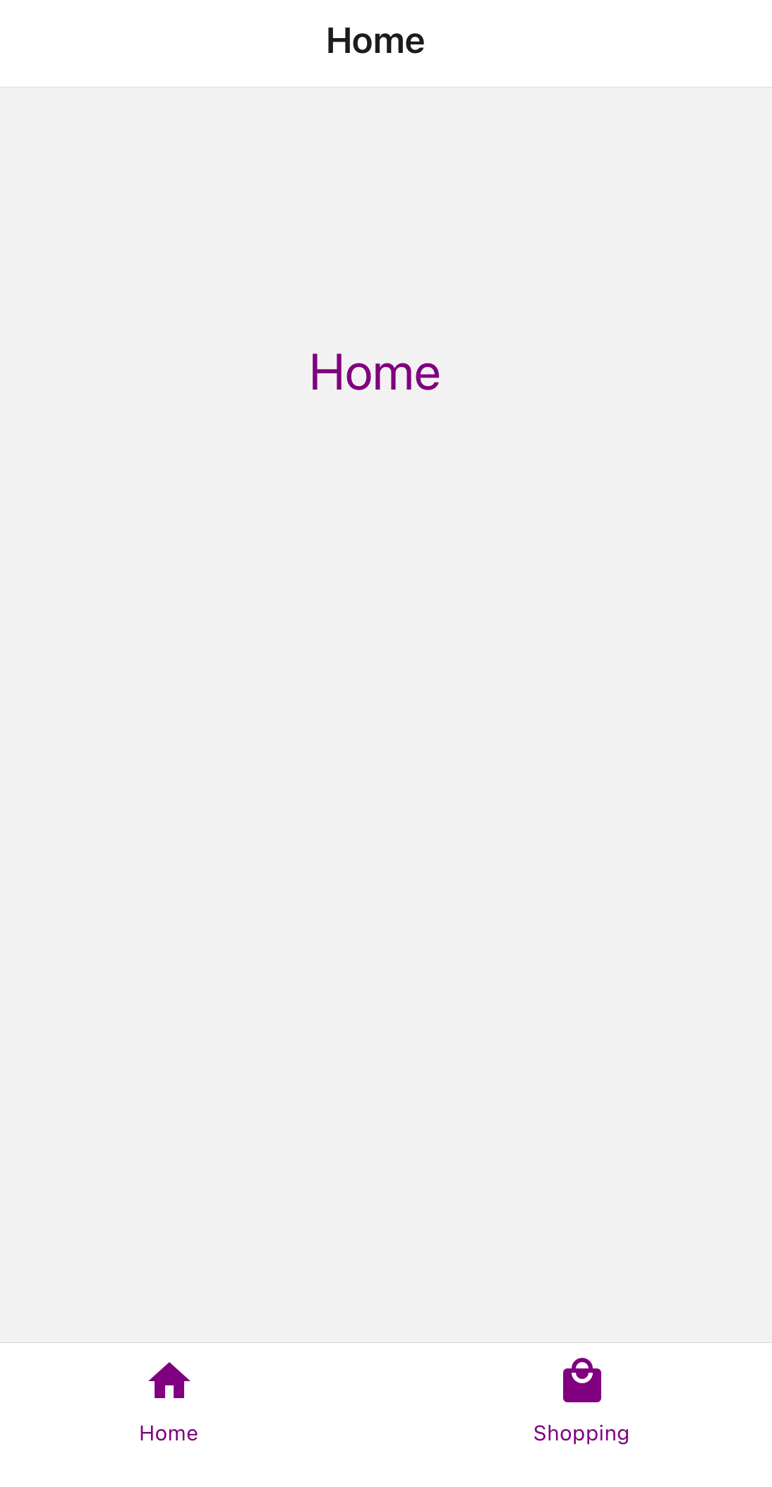 Home pages with home icon using Material Bottom Tabs Navigator for Expo React Native app