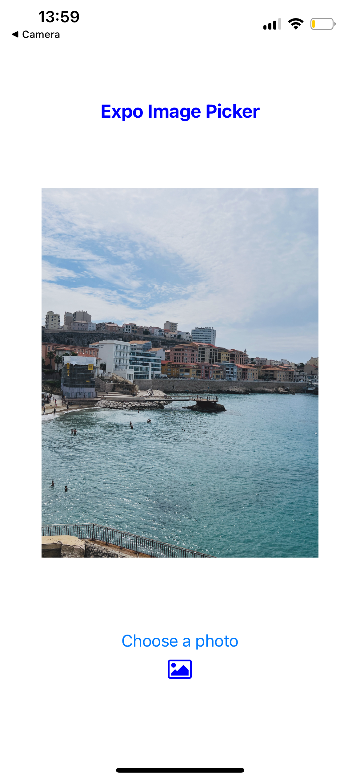 View of the Expo app on iOS device