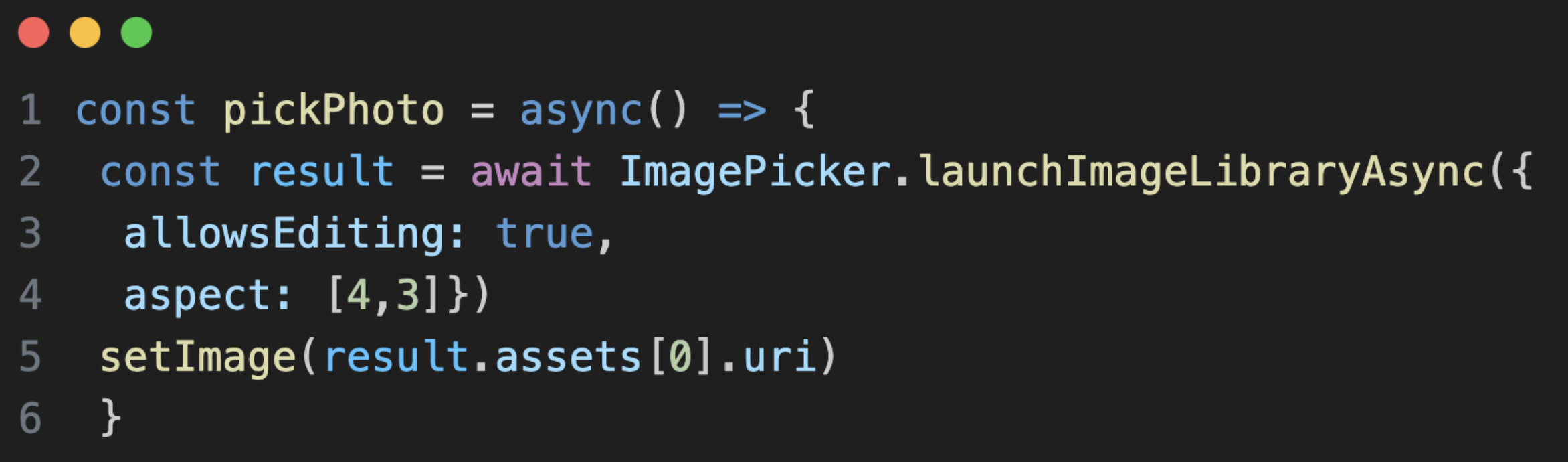 Expo image picker launchImageLibraryAsync method example