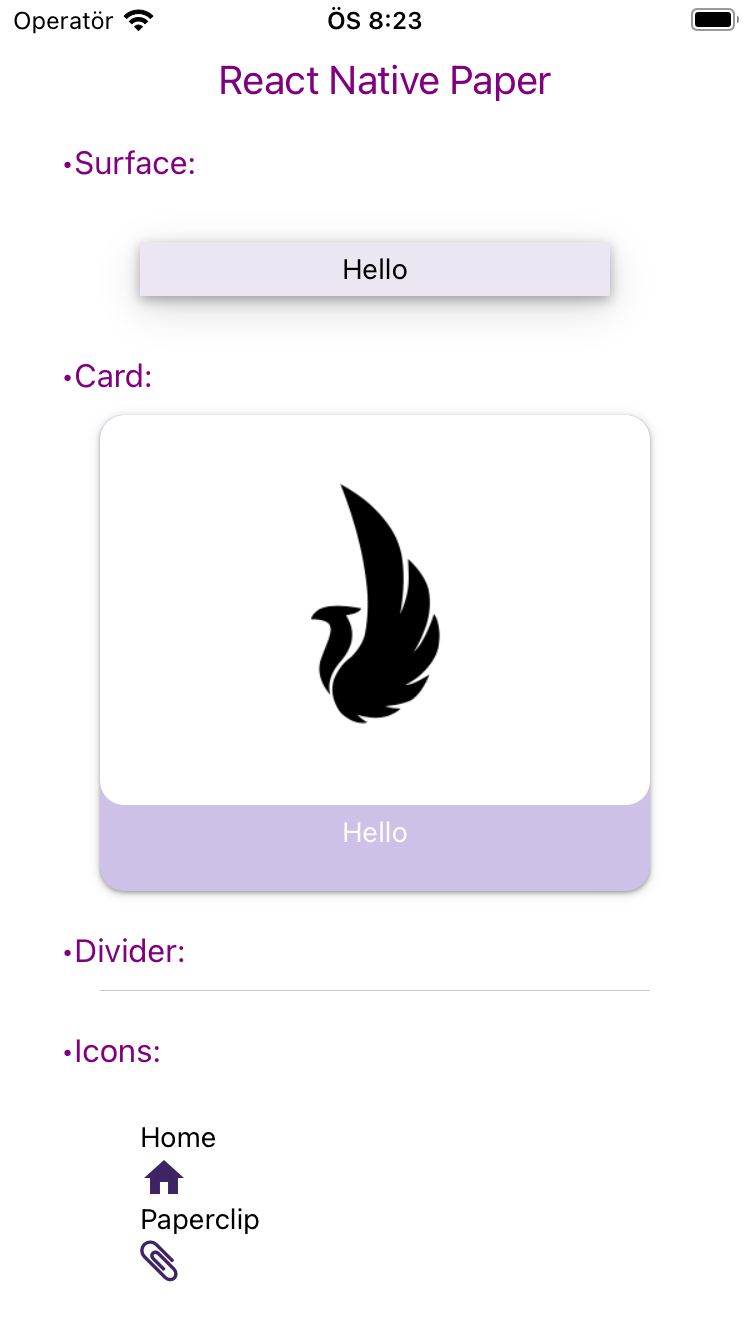 React Native Paper Library example