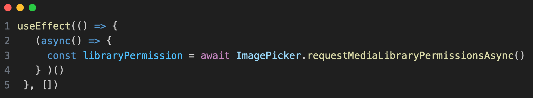 Expo image picker requestMediaLibraryPermissionsAsync method