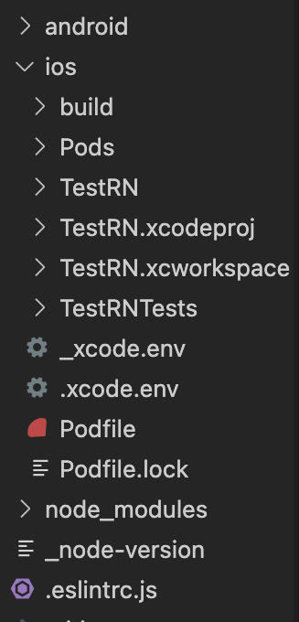 Location of the React Native Podfile inside the iOS folder