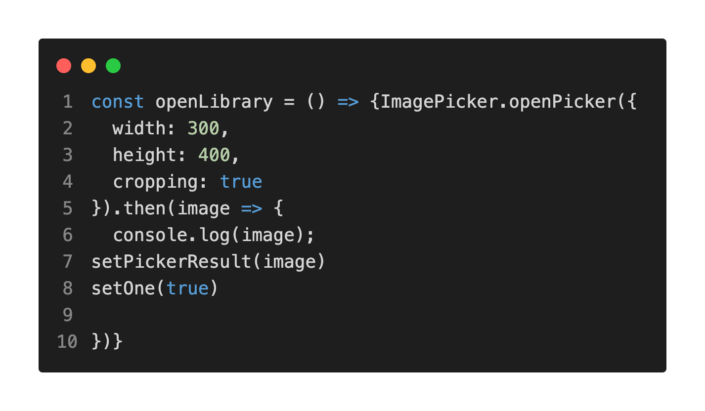 React Native Image Crop Picker openLibrary method example