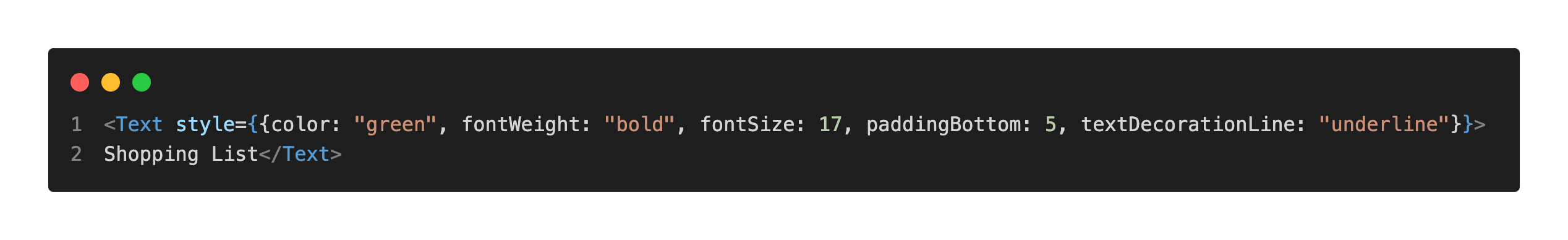 React Native prop style example